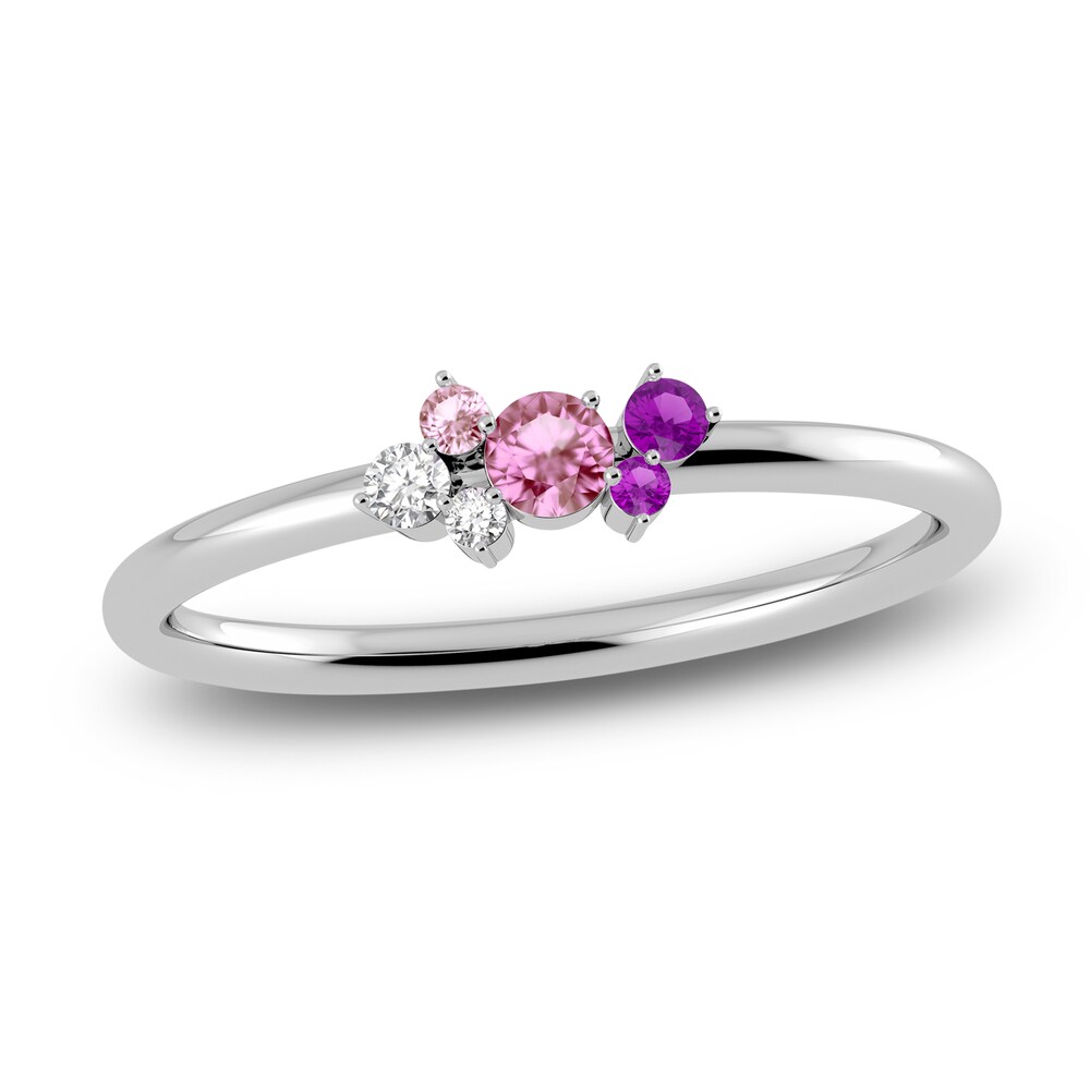 Juliette Maison Natural Pink Tourmaline, Amethyst. White Sapphire Constellation Ring 10K White Gold l5cMduBX