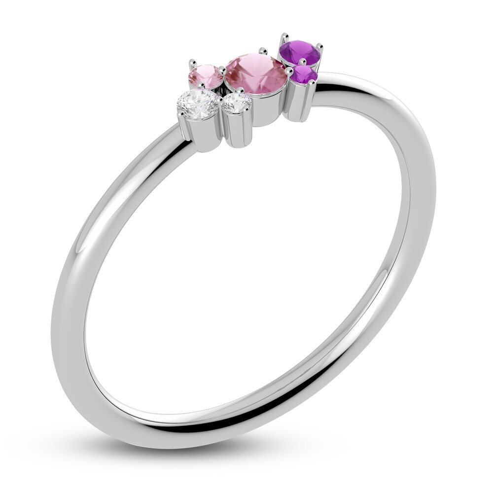 Juliette Maison Natural Pink Tourmaline, Amethyst. White Sapphire Constellation Ring 10K White Gold l5cMduBX