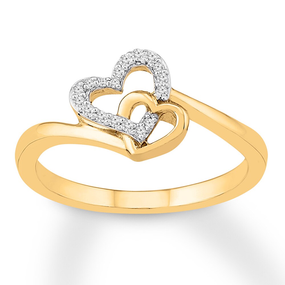 Diamond Heart Ring 1/15 ct tw Round 10K Yellow Gold l7ltz0KU