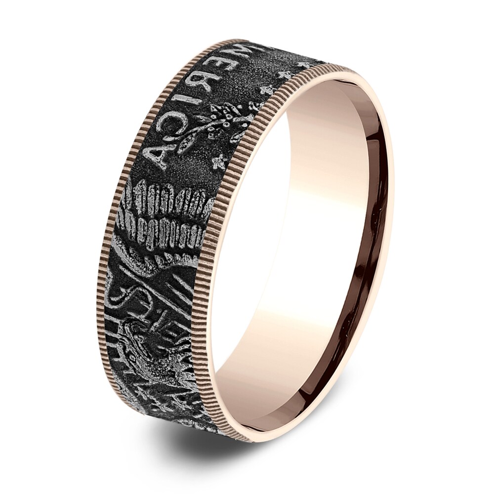 Coin Wedding Band Tantalum/14K Rose Gold 7.5mm l9CB8cJP