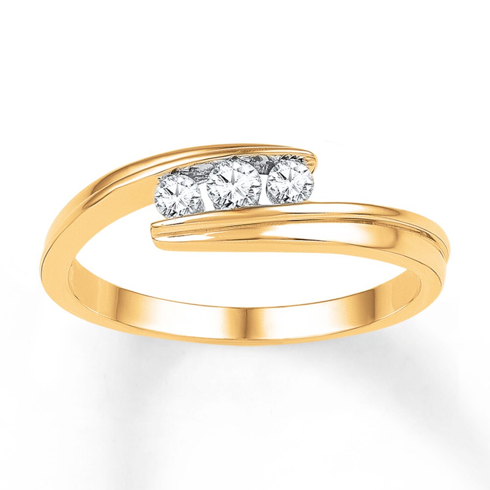 3-Stone Diamond Ring 1/4 ct tw Round-cut 10K Yellow Gold lD2rkUE8