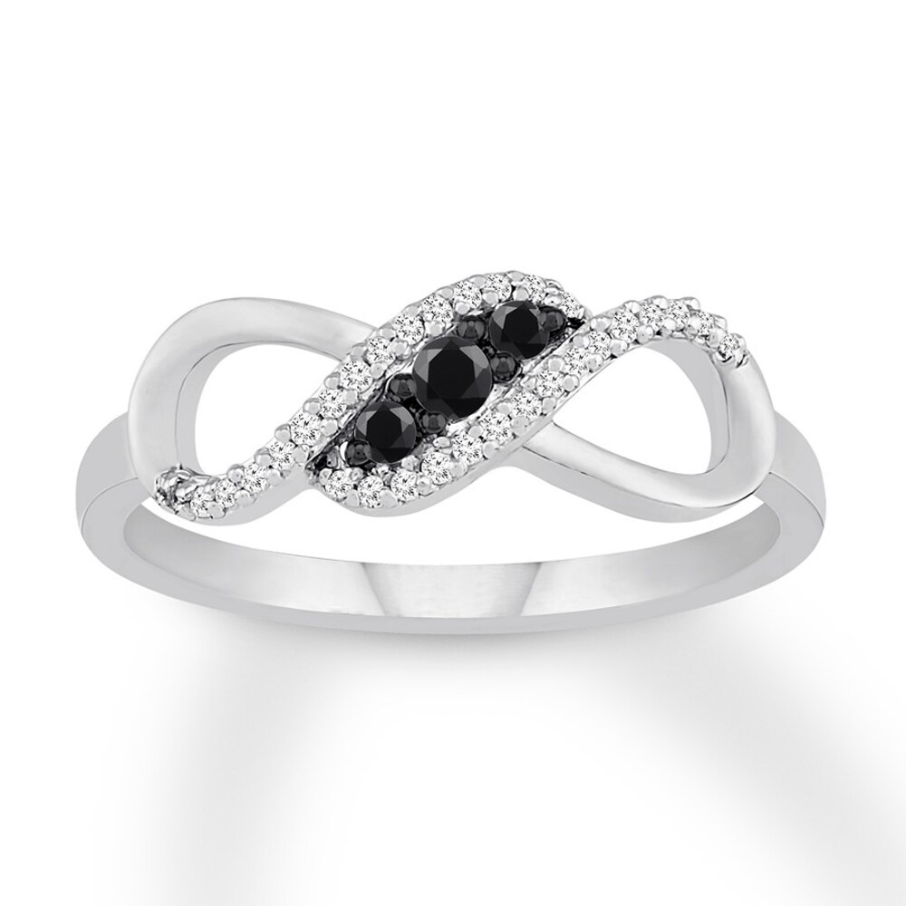 Black & White Diamond Infinity Ring 1/5 ct tw Sterling Silver lSUduZsK