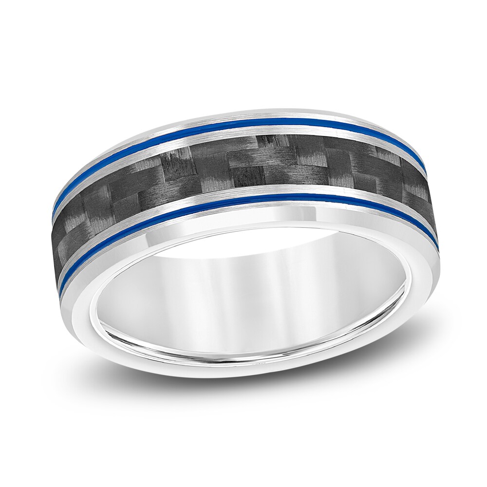Men's Wedding Band Carbon Fiber/Tungsten 8.0mm lTuv1PiA