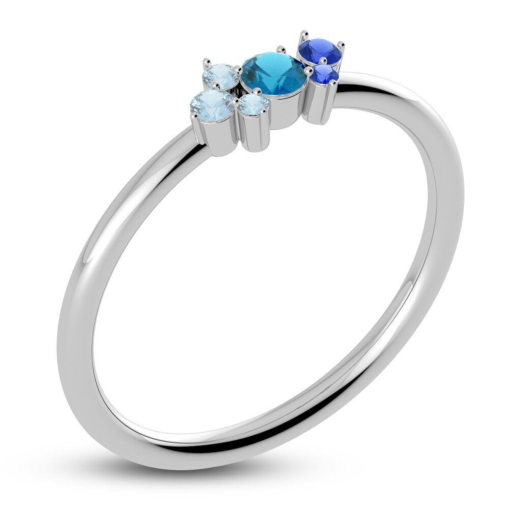 Juliette Maison Natural Aquamarine, Blue Zircon. Blue Sapphire Constellation Ring 10K White Gold lWl6VkaM