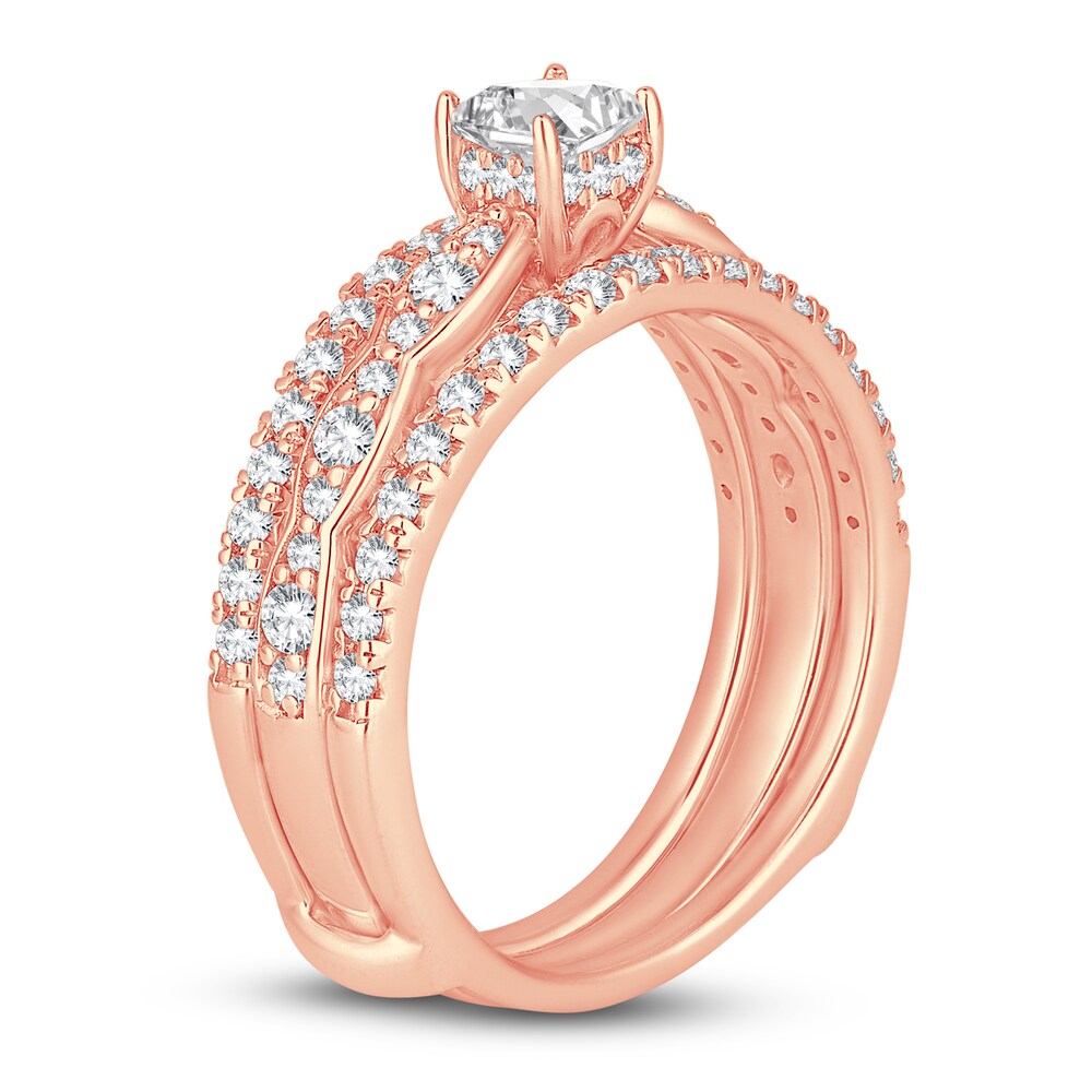 Diamond Bridal Set 1 ct tw Princess/Round 14K Rose Gold lZeyhh7Q