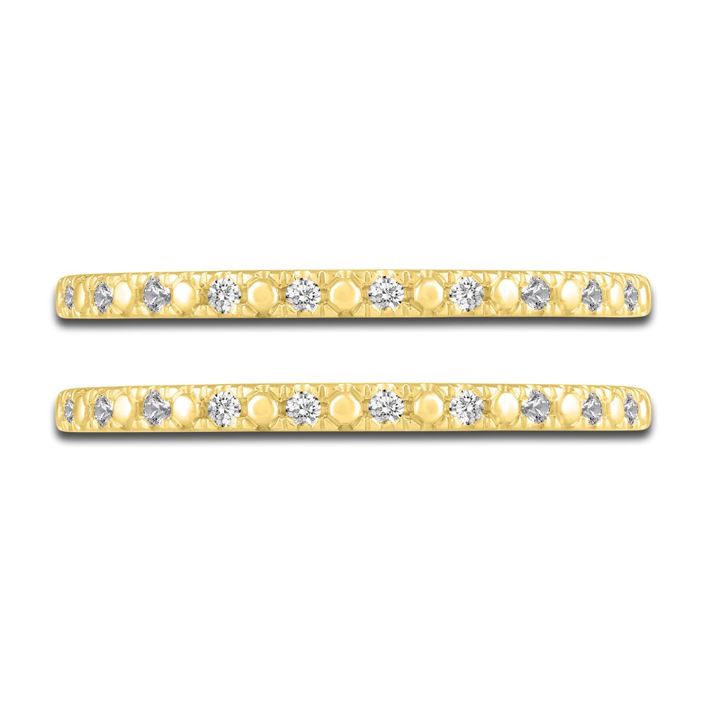 Diamond Double Wedding Band Set 1/8 ct tw 14K Yellow Gold lbs5l87Q