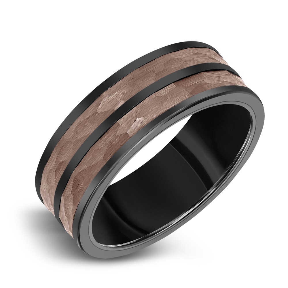 Men\'s Wedding Band Brown/Black Tungsten 8.0mm ljG3TYpN