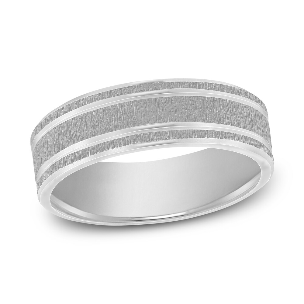 Carved Wedding Band 14K White Gold 6mm loQglmp4 [loQglmp4]