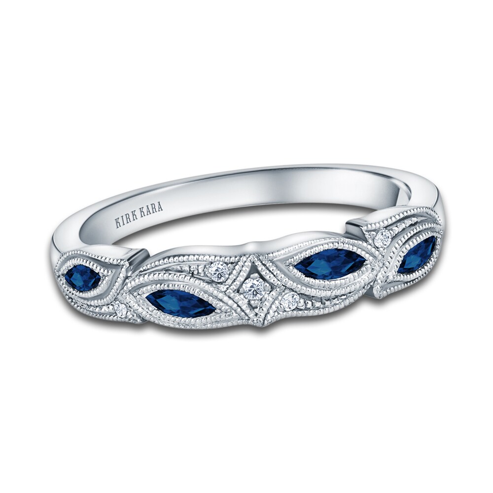 Kirk Kara Diamond & Blue Sapphire Wedding Band Diamond Accents Platinum lrV0caWR [lrV0caWR]