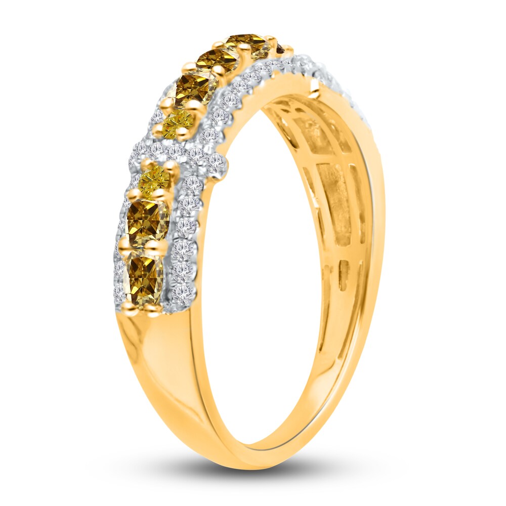 Kallati Natural Yellow Diamond Ring 1 ct tw Round 14K Yellow Gold lrl2SSLj