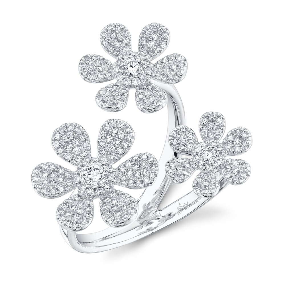 Shy Creation Diamond Flower Ring 5/8 ct tw 14K White Gold SC55007205 lxDvaYDO