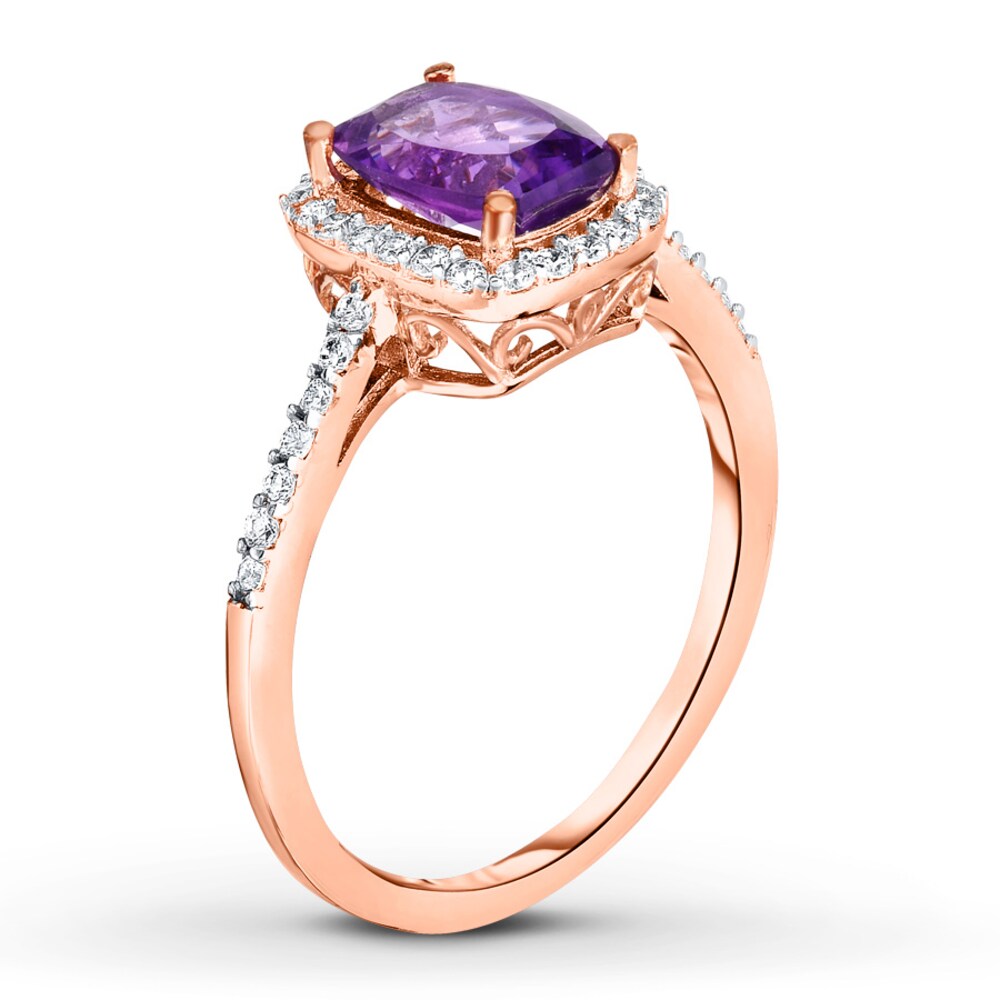 Amethyst Ring 1/4 ct tw Diamonds 14K Rose Gold lxZ0sGp2