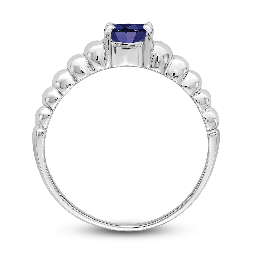 Natural Blue Sapphire Oval Bezel Ring 14K White Gold lxePjvIH