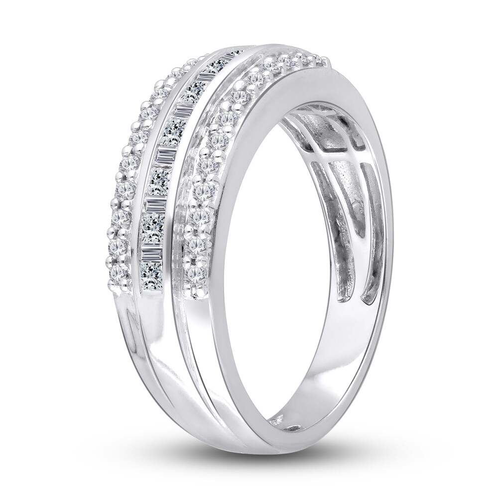 Kallati Diamond Ring 1/2 ct tw Round/Baguette 14K White Gold m7etQwik