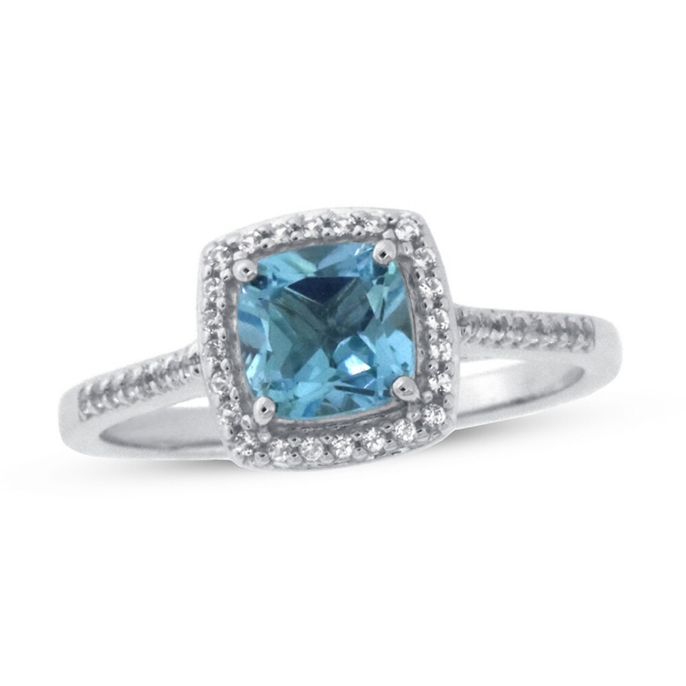 Blue & White Topaz Ring 10K White Gold mBDGi8vB