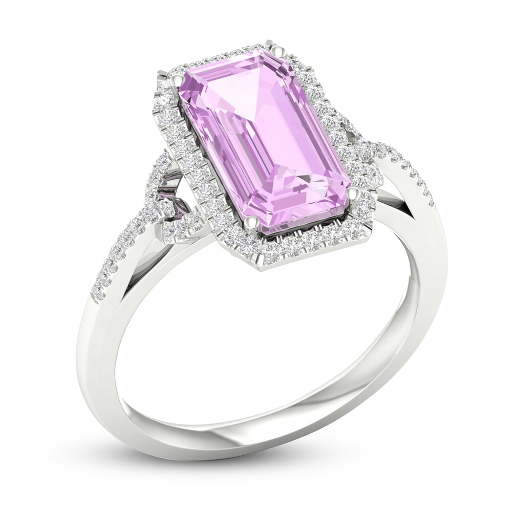 Natural Light Amethyst Ring 1/5 ct tw Diamonds 10K White Gold mD0QoFqd