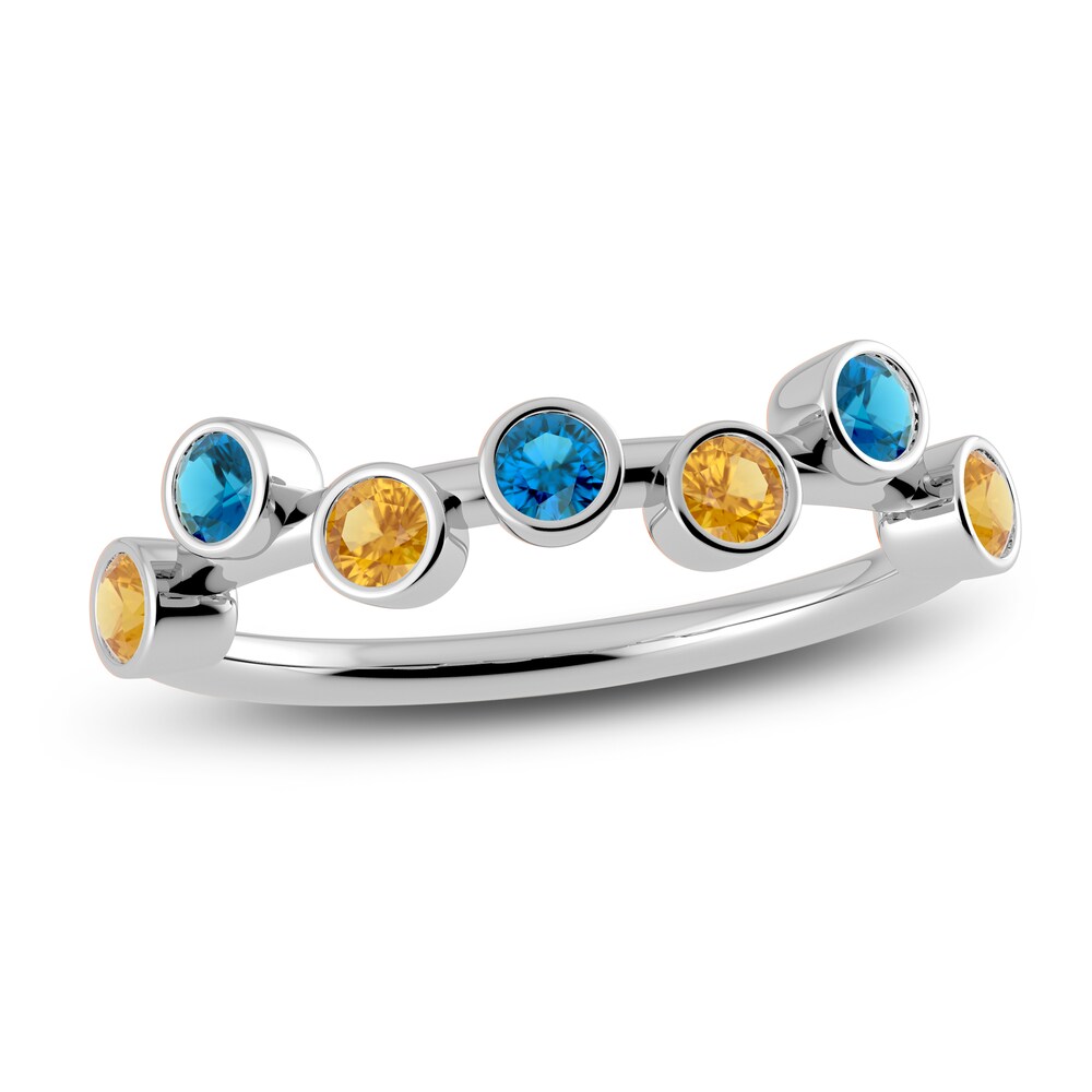 Juliette Maison Natural Blue Zircon & Natural Citrine Ring 10K White Gold mTaOsHs8