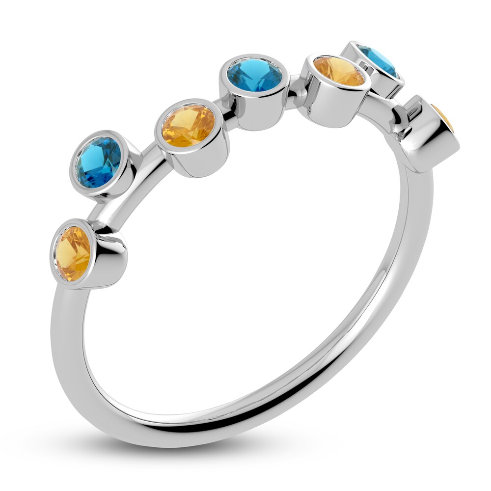 Juliette Maison Natural Blue Zircon & Natural Citrine Ring 10K White Gold mTaOsHs8