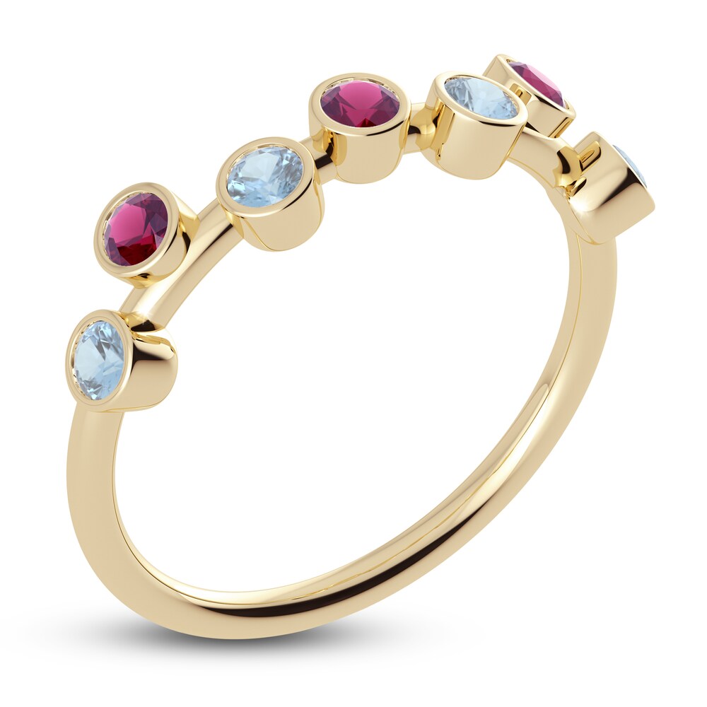 Juliette Maison Natural Aquamarine & Natural Rhodolite Garnet Ring 10K Yellow Gold mVeEBDhp