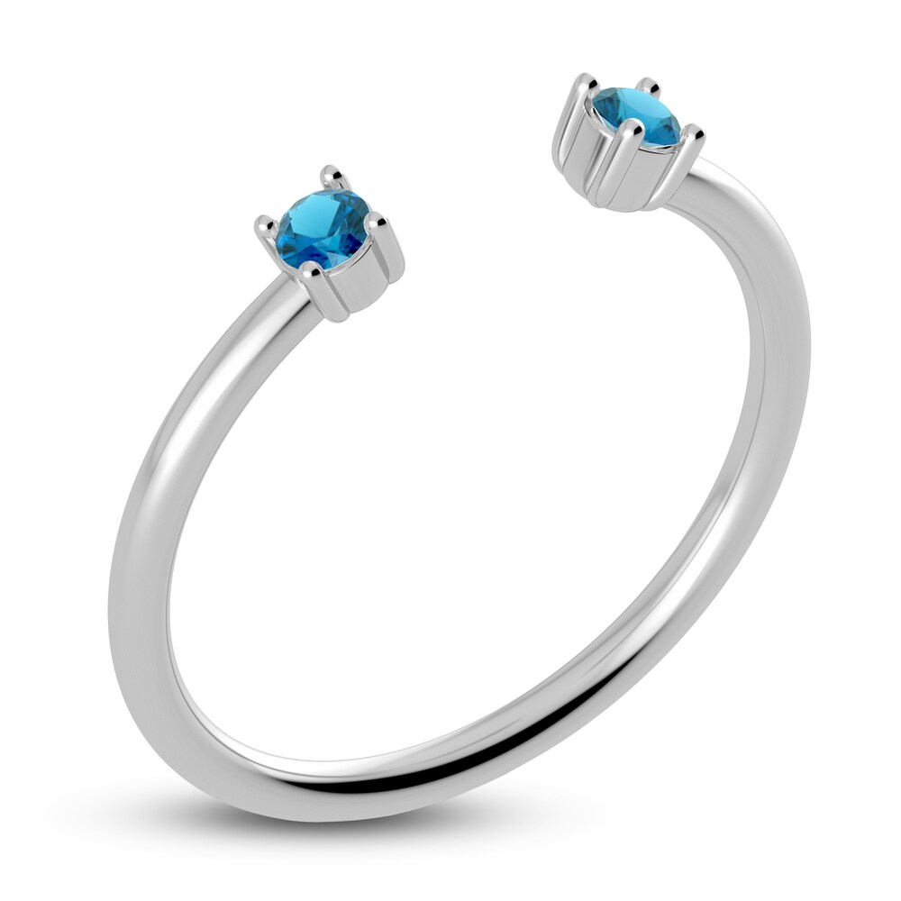 Juliette Maison Natural Blue Zircon Cuff Ring 10K White Gold mYvNyARY