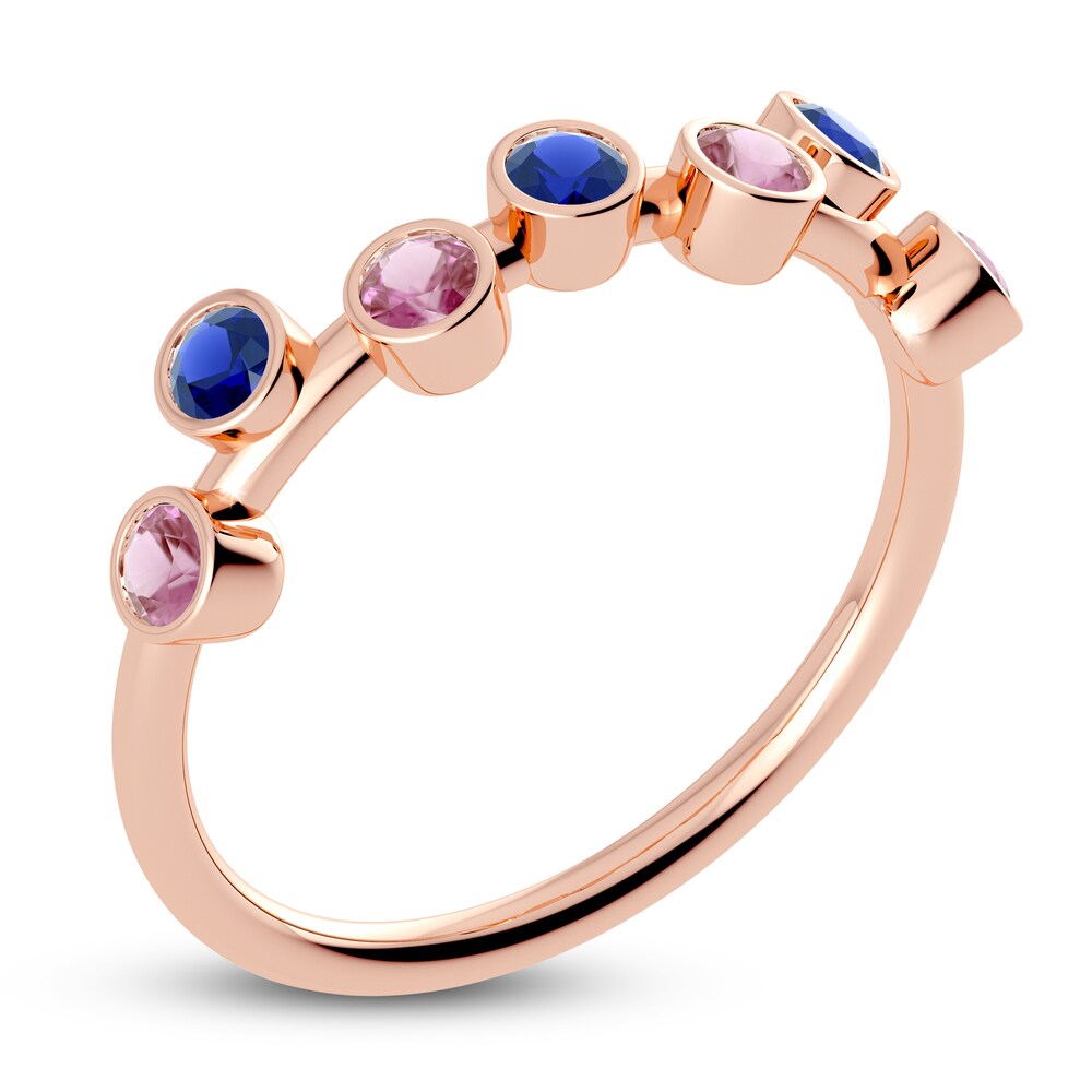 Juliette Maison Natural Pink Tourmaline & Natural Blue Sapphire Ring 10K Rose Gold mnnsZJGP