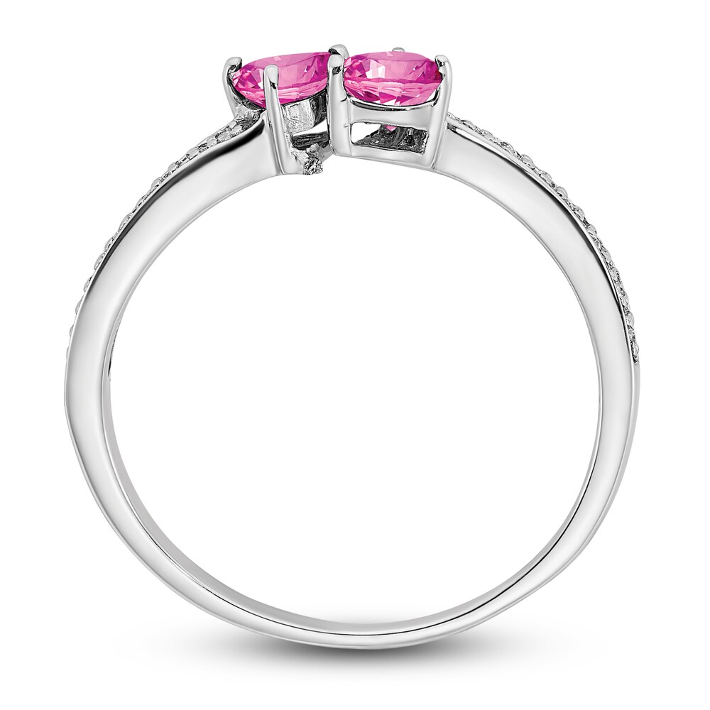 Lab-Created Pink Sapphire Ring 1/15 ct tw Diamonds 14K White Gold mvucTMGU