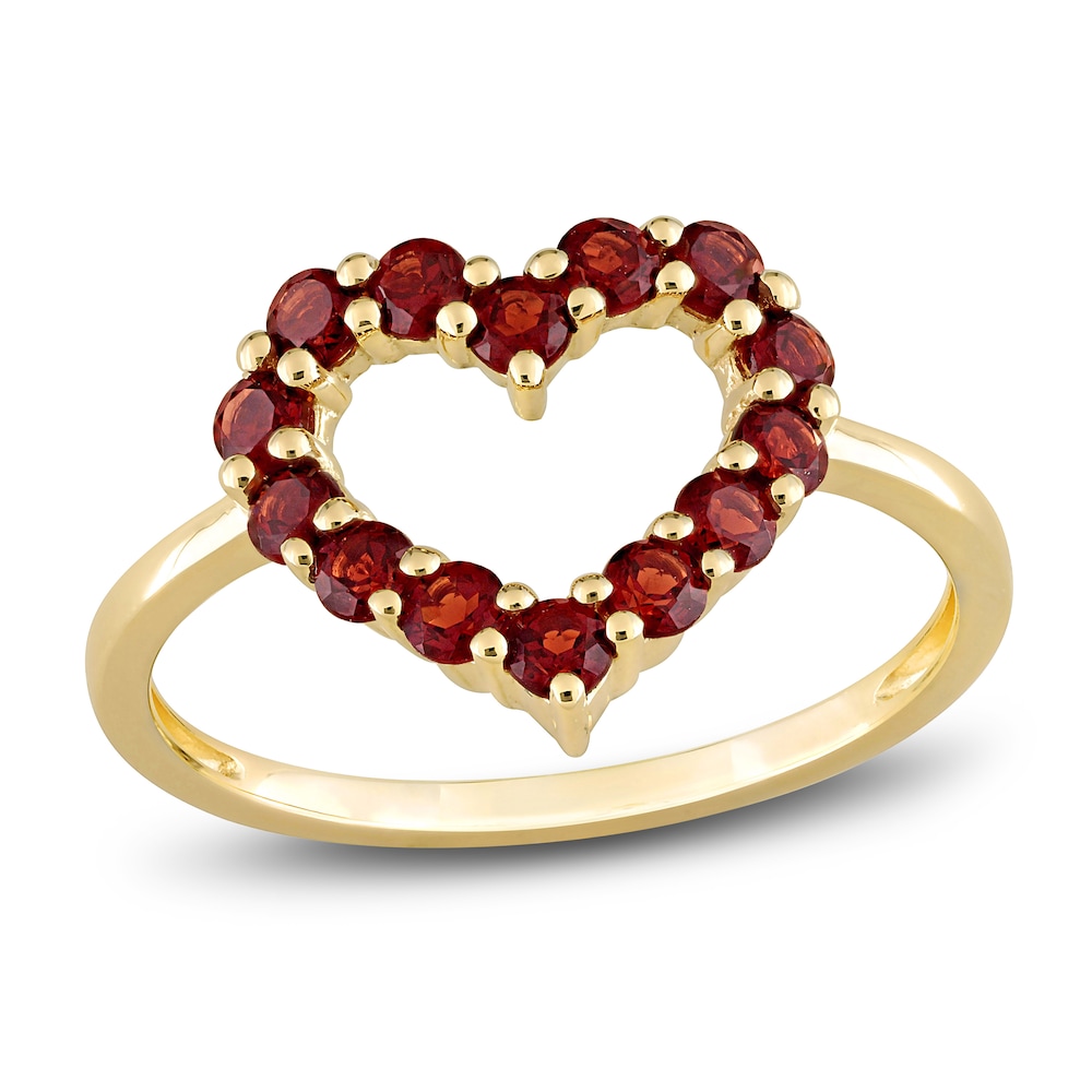 Natural Garnet Heart Ring 10K Yellow Gold n3wHO30F