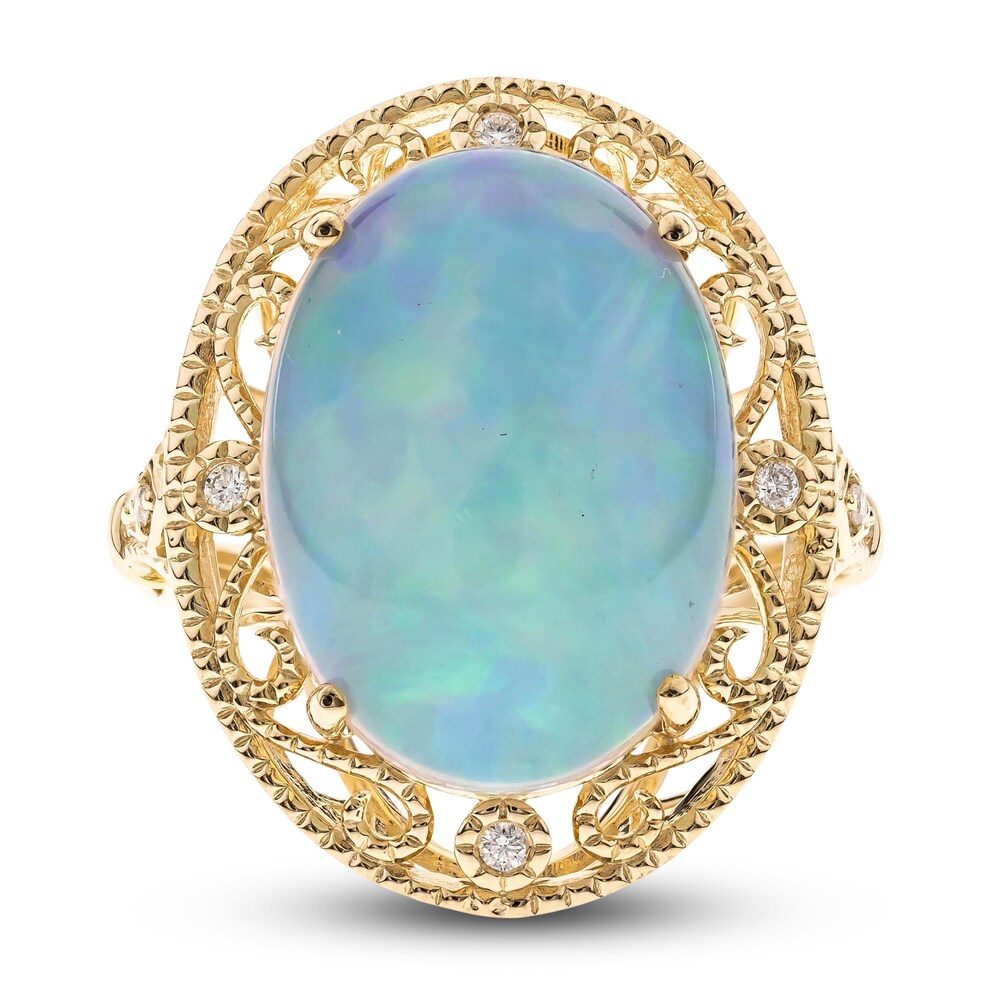 Natural Opal Ring 1/20 ct tw Diamonds 14K Yellow Gold nJ81ngtu [nJ81ngtu]