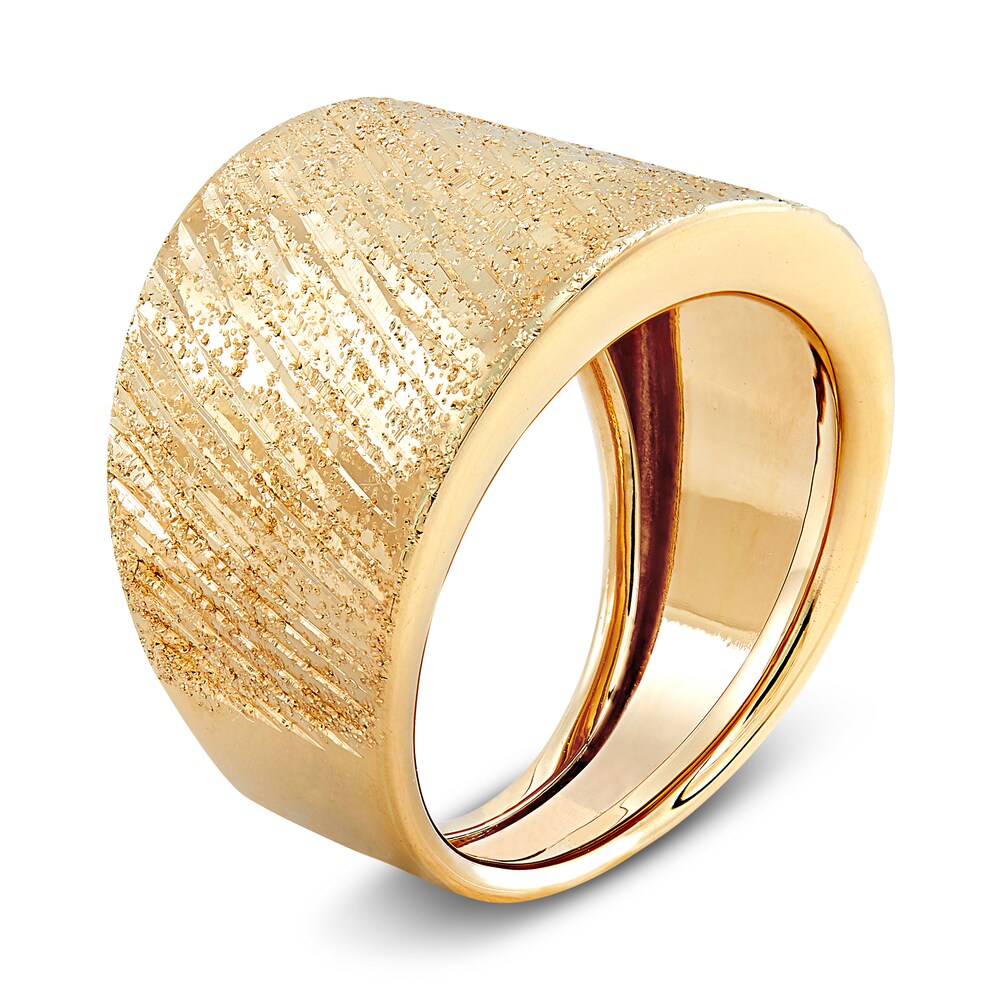 Italia D\'Oro Groove Speckle Ring 14K Yellow Gold 15.0mm nJjz78as