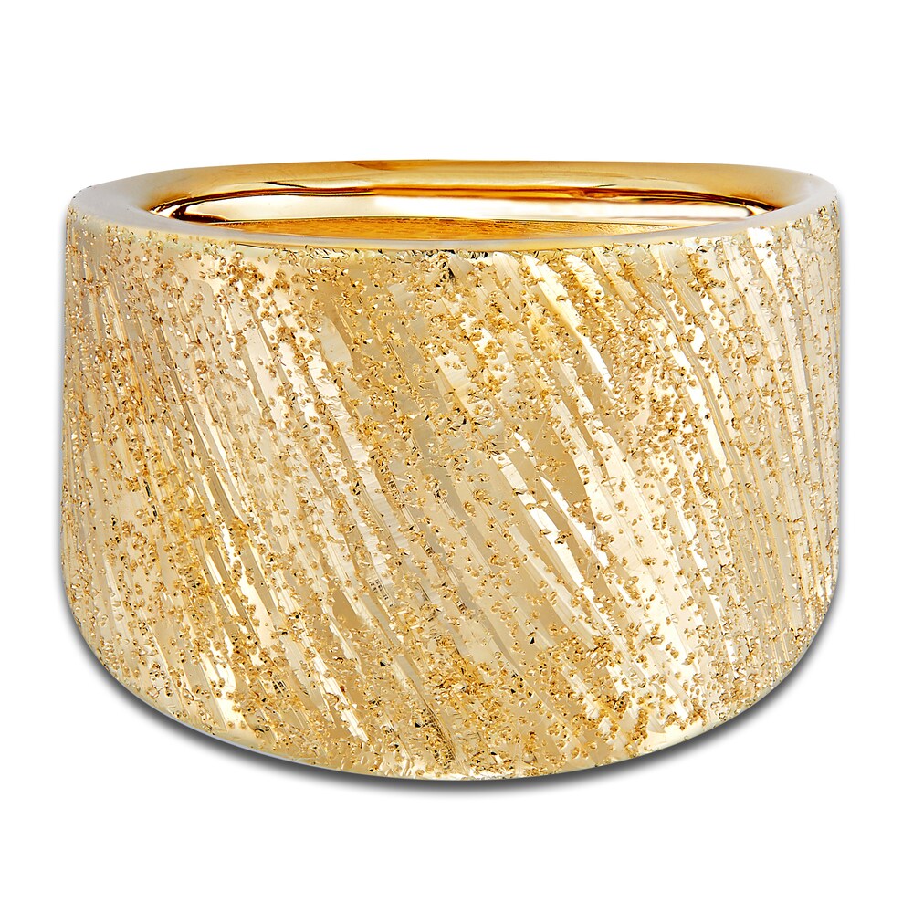 Italia D\'Oro Groove Speckle Ring 14K Yellow Gold 15.0mm nJjz78as