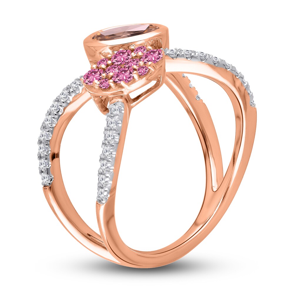 Kallati Natural Pink Sapphire & Natural Morganite Ring 3/8 ct tw Diamonds 14K Rose Gold nRtz9KyF