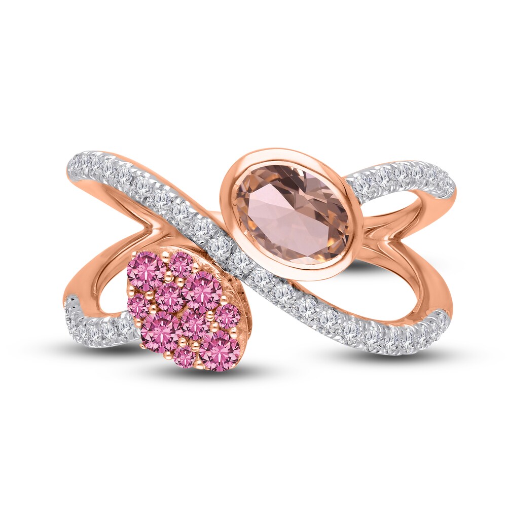 Kallati Natural Pink Sapphire & Natural Morganite Ring 3/8 ct tw Diamonds 14K Rose Gold nRtz9KyF