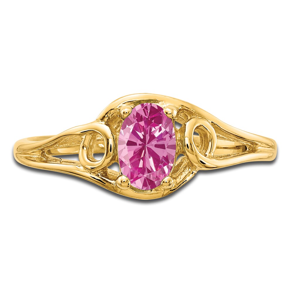 Natural Pink Sapphire Oval Ring 14K Yellow Gold naXEeYSX