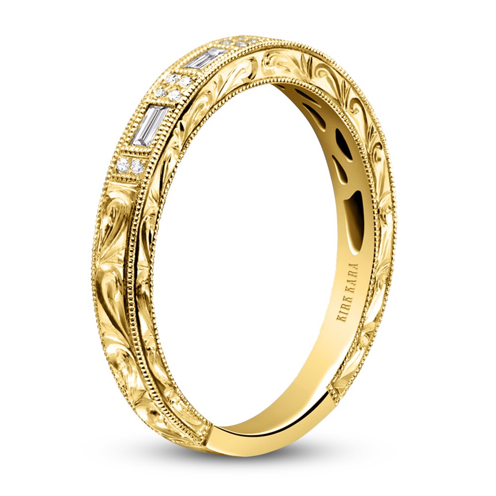 Kirk Kara Engraved Diamond Wedding Band 1/8 ct tw Baguette/Round 14K Yellow Gold o0zKqyDr