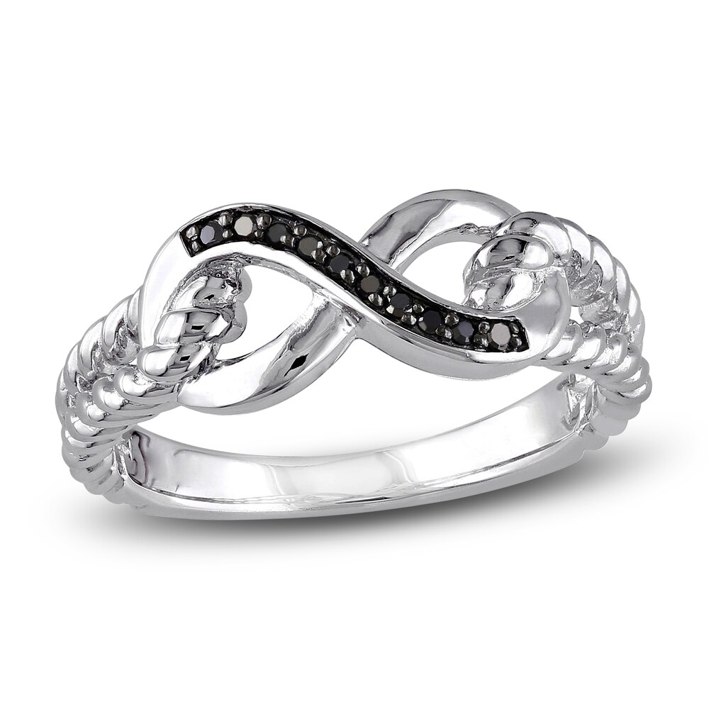 Black Diamond Infinity Ring 1/20 ct tw Round Sterling Silver o8FJMeS1 [o8FJMeS1]