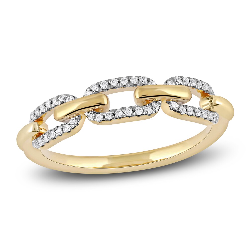 Diamond Oval Link Ring 1/6 ct tw Round 14K Yellow Gold oDphoxDA [oDphoxDA]