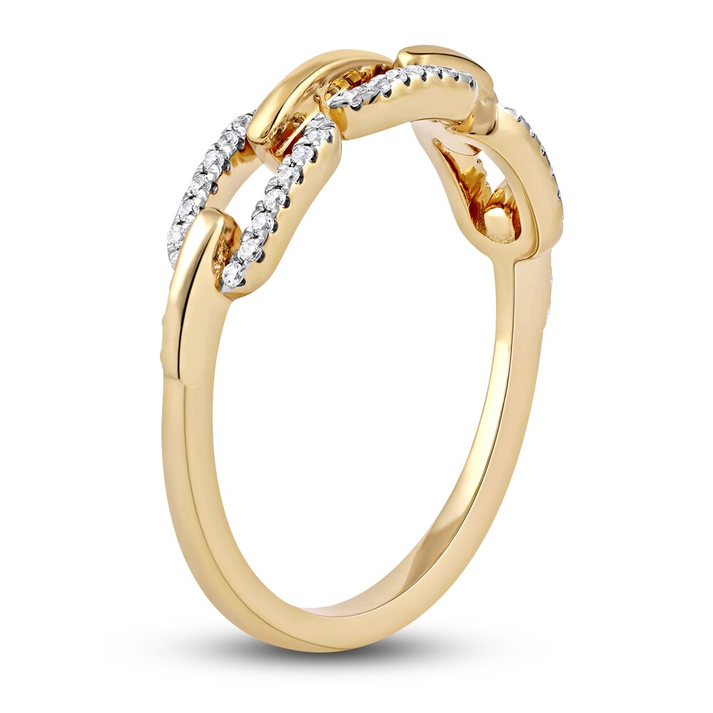 Diamond Oval Link Ring 1/6 ct tw Round 14K Yellow Gold oDphoxDA