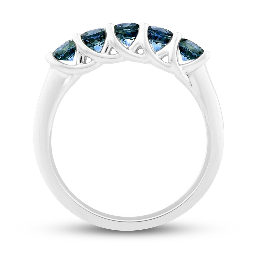 Montana Blue Natural Sapphire 5-Stone Ring 10K White Gold oPrPwqGF