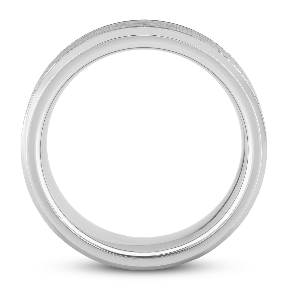 White Tungsten Carbide Wedding Band oWtzukYc