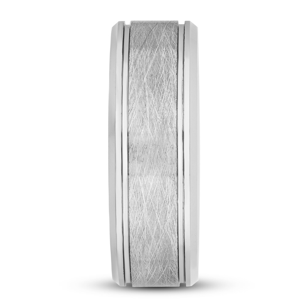 White Tungsten Carbide Wedding Band oWtzukYc