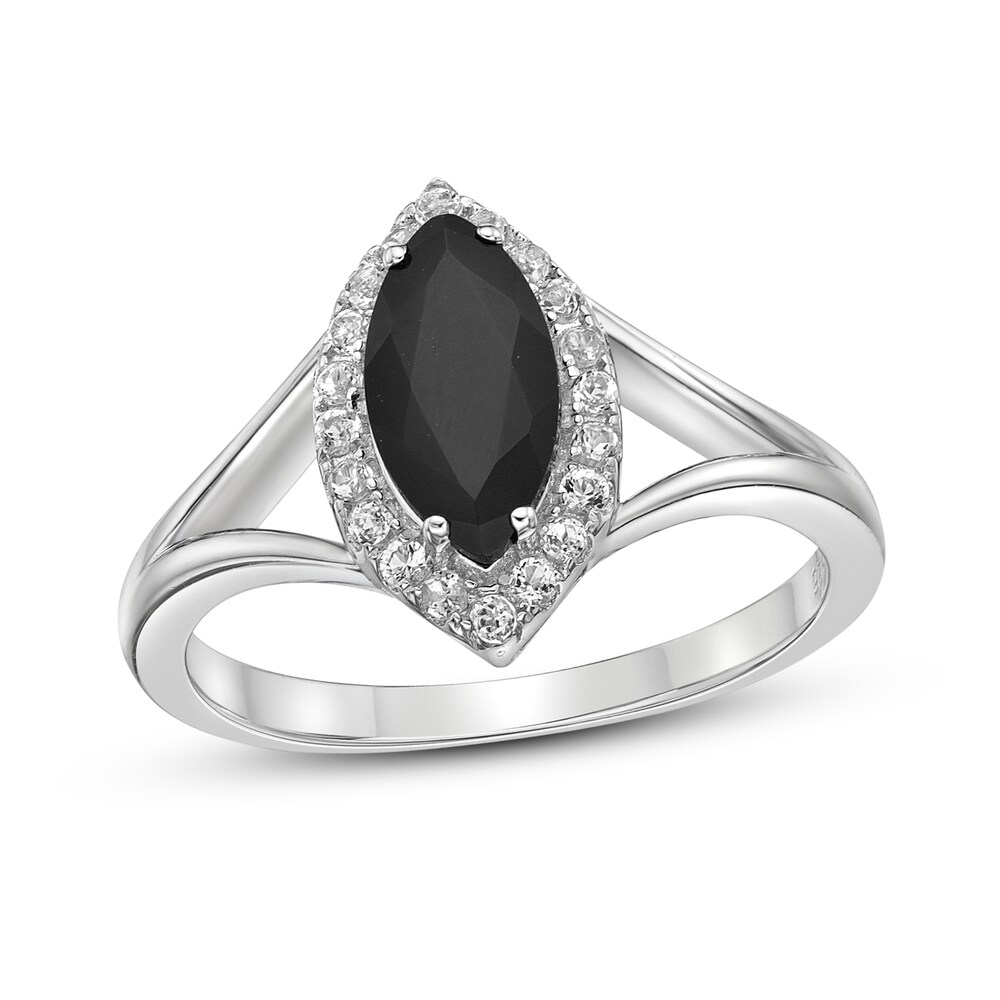 Natural Onyx & Natural White Topaz Ring Sterling Silver oXtDjYDY [oXtDjYDY]