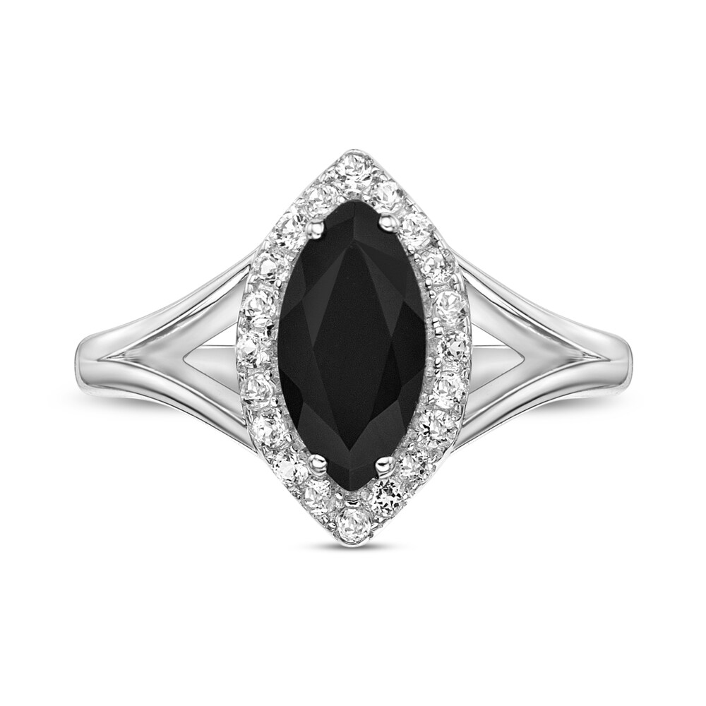 Natural Onyx & Natural White Topaz Ring Sterling Silver oXtDjYDY