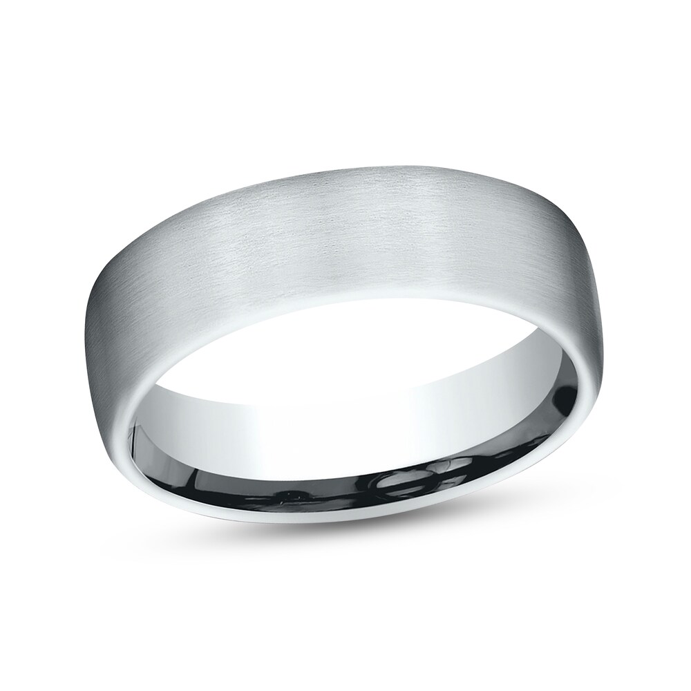 Satin Wedding Band 10K White Gold 6.5mm obz8fpUU