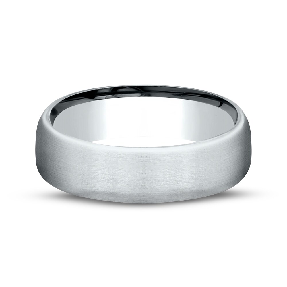 Satin Wedding Band 10K White Gold 6.5mm obz8fpUU