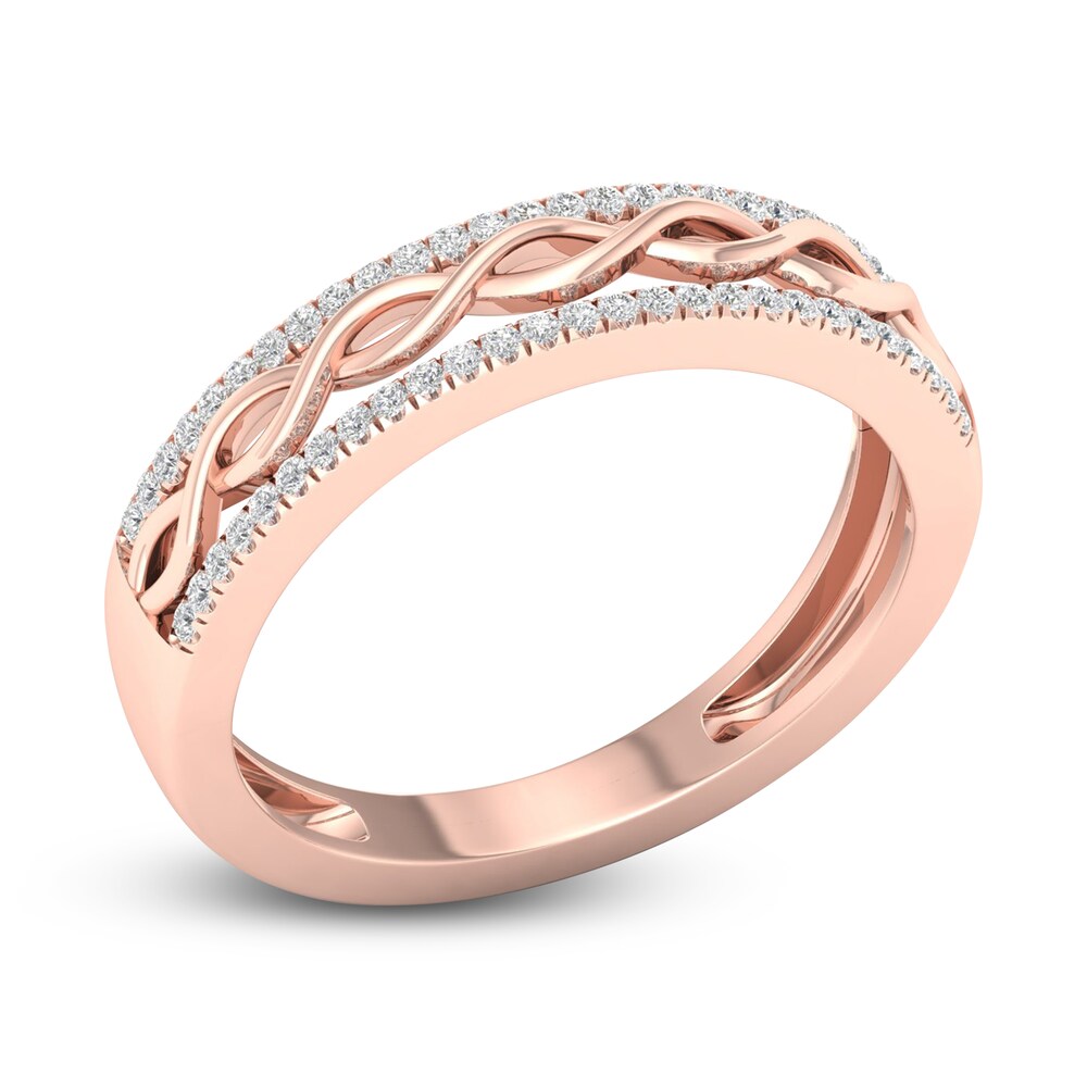 Diamond Twisted Wedding Band 1/8 ct tw Round 14K Rose Gold ogRiwRrk