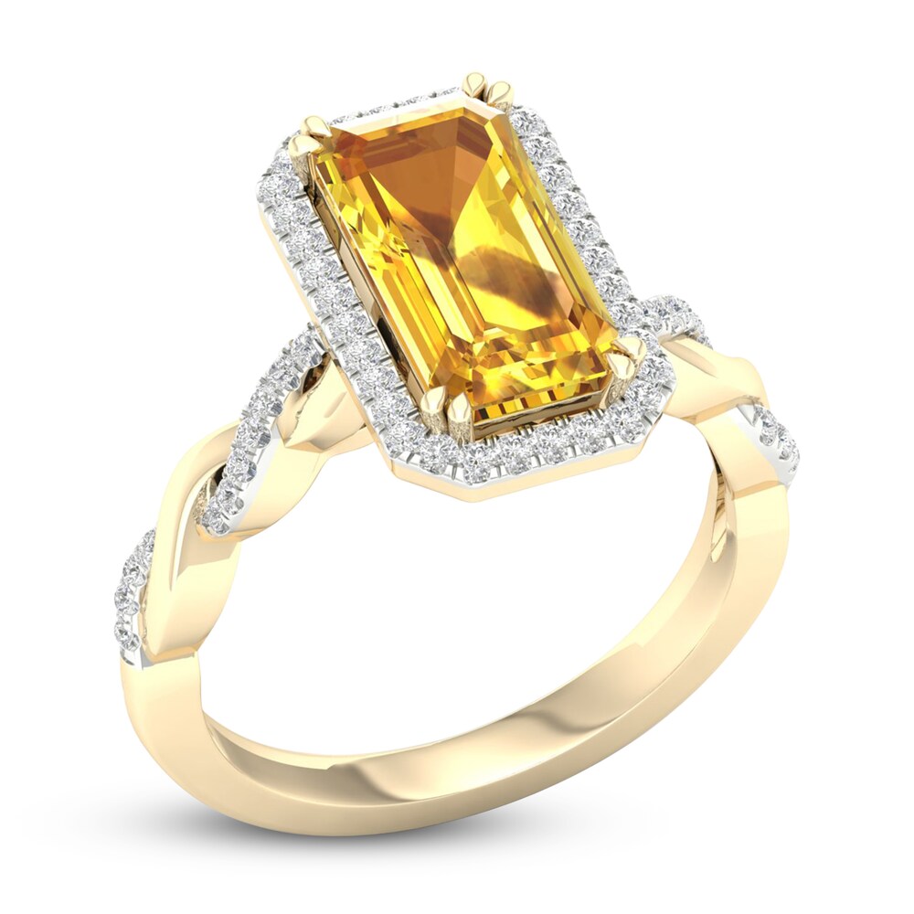 Natural Golden Citrine Ring 1/5 ct tw Diamonds 10K Yellow Gold ollRZ7xZ