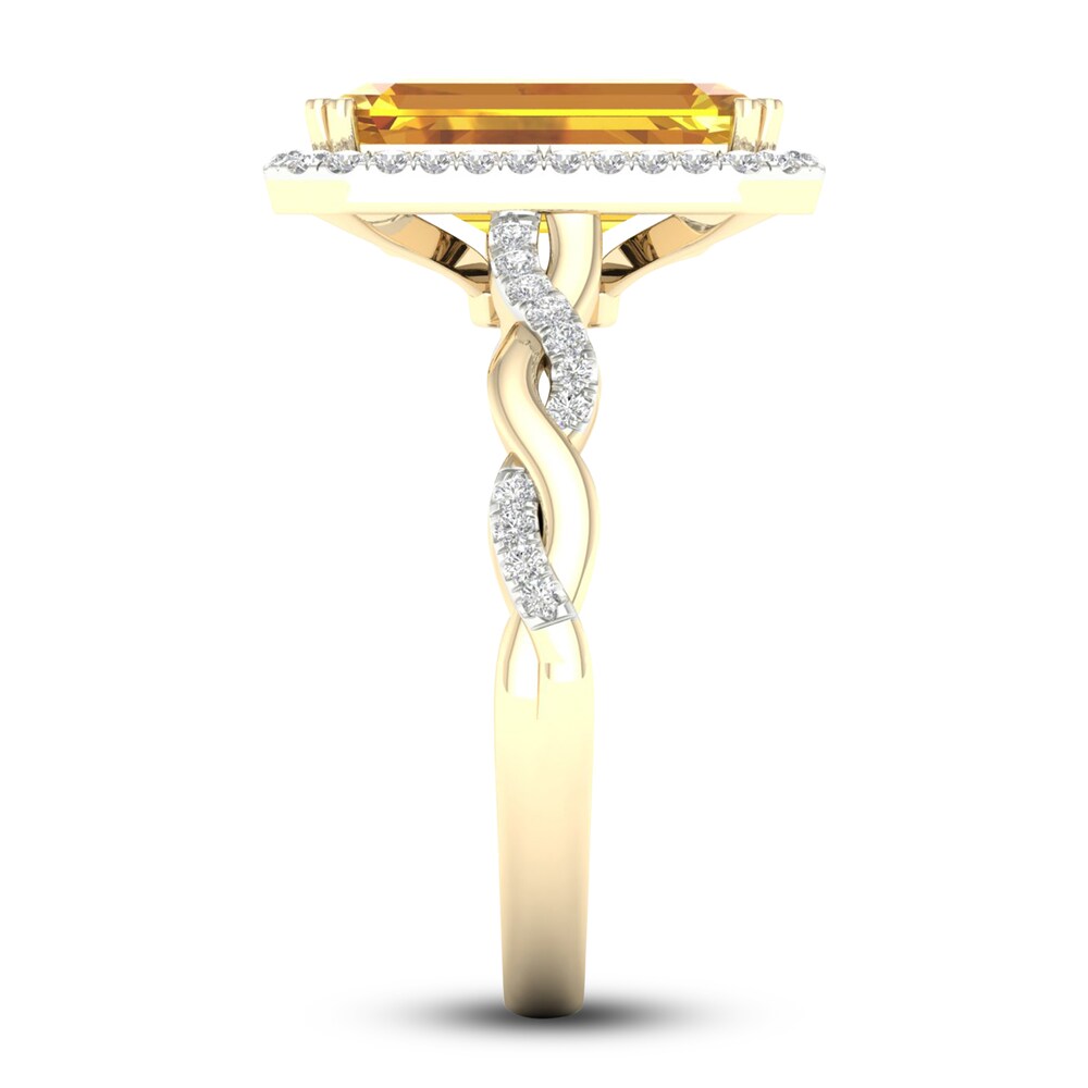 Natural Golden Citrine Ring 1/5 ct tw Diamonds 10K Yellow Gold ollRZ7xZ