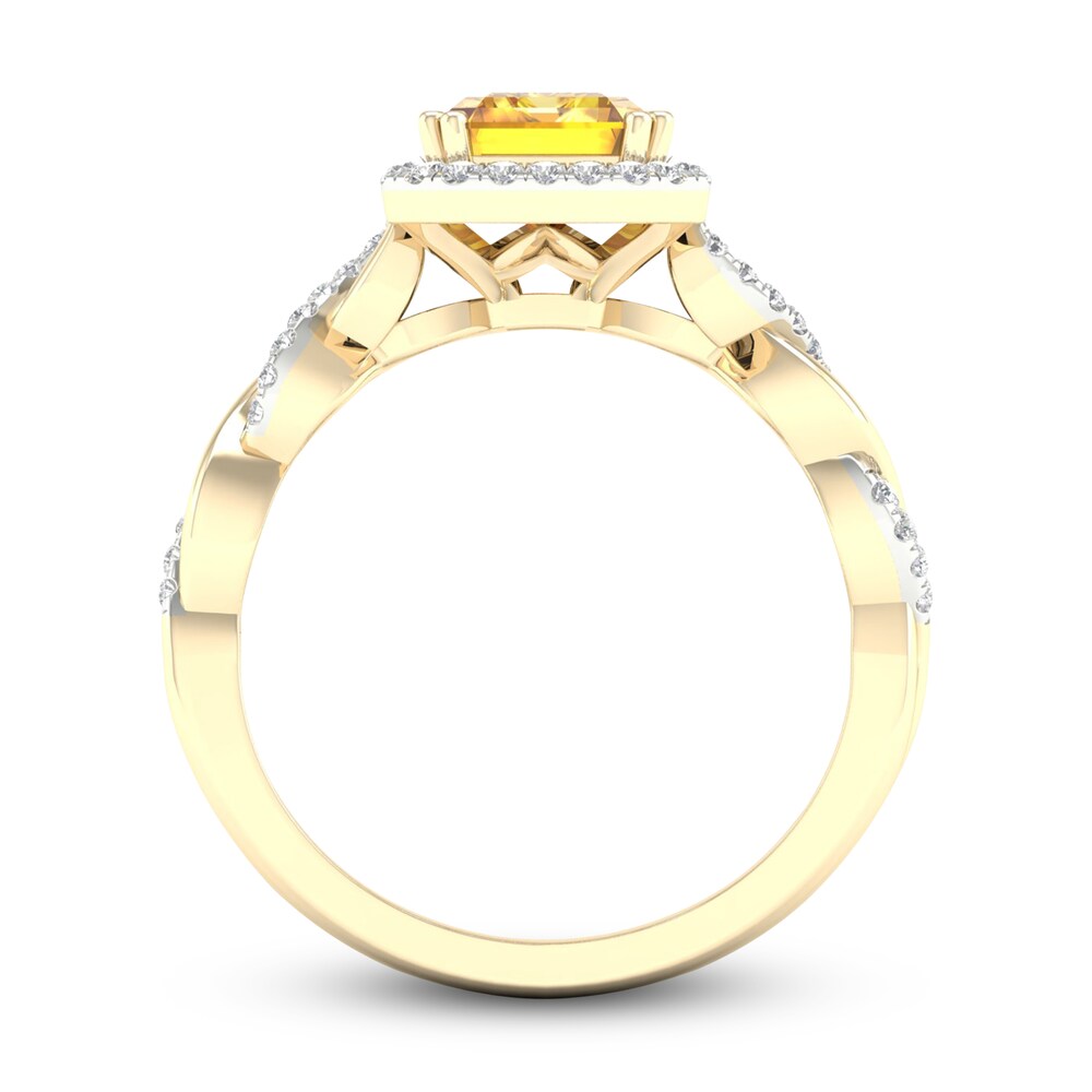 Natural Golden Citrine Ring 1/5 ct tw Diamonds 10K Yellow Gold ollRZ7xZ