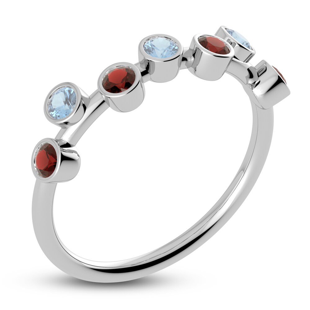 Juliette Maison Natural Garnet & Natural Aquamarine Ring 10K White Gold oxe7BV5x