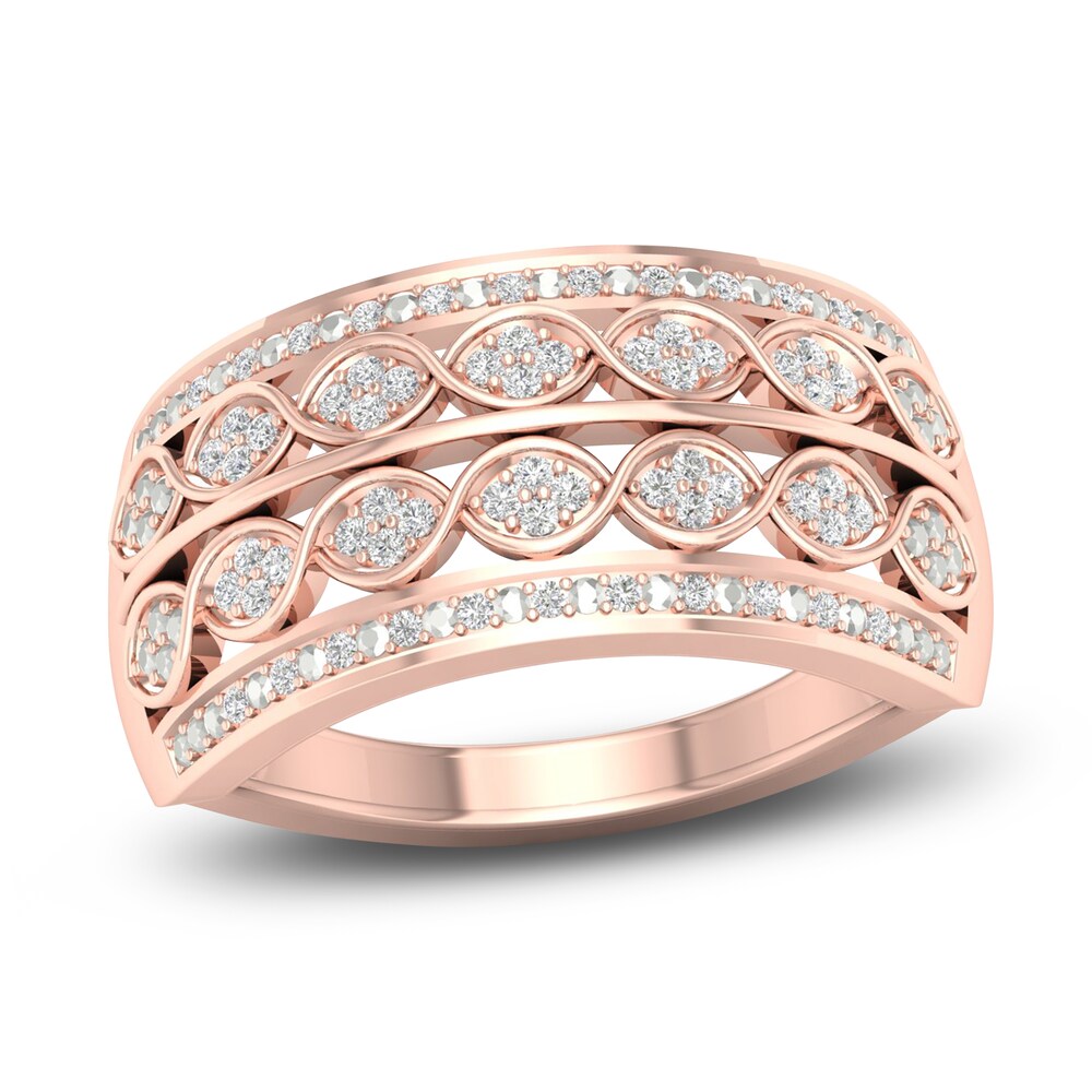 Diamond 4-Row Anniversary Band 1/6 ct tw Round 14K Rose Gold ozpkNHDJ